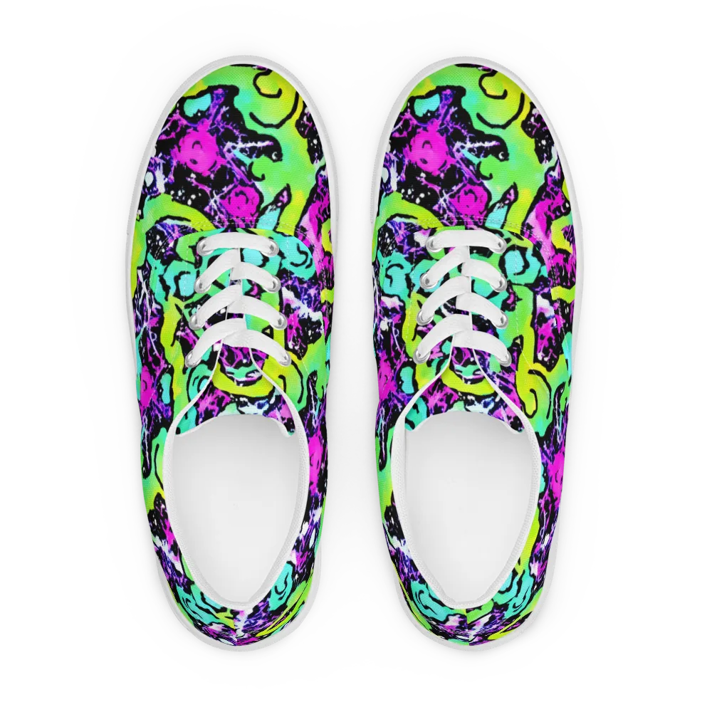 Psychedelic Stampede on Men's Lace-Up Canvas Shoes — Front