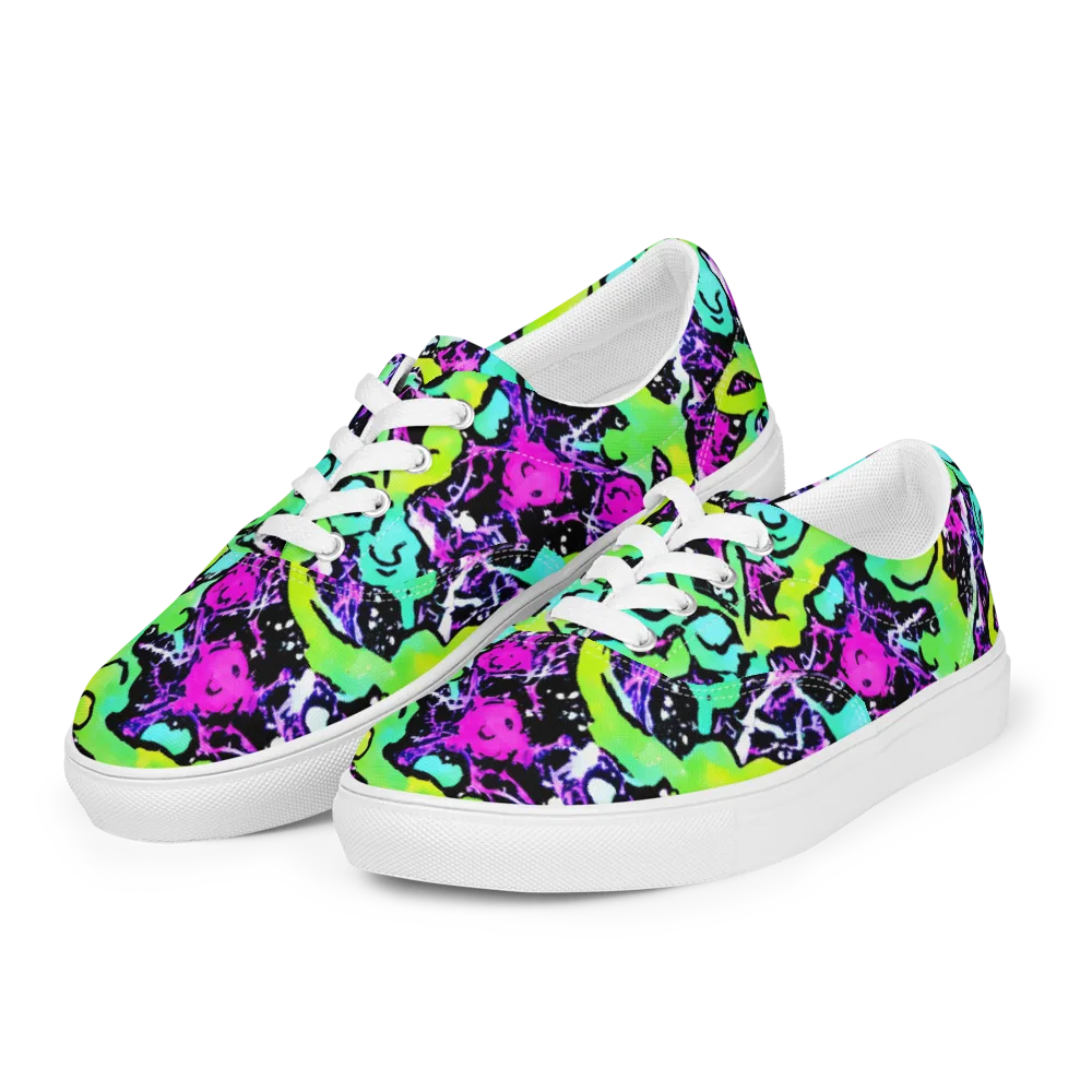 Psychedelic Stampede on Men's Lace-Up Canvas Shoes — Left Front