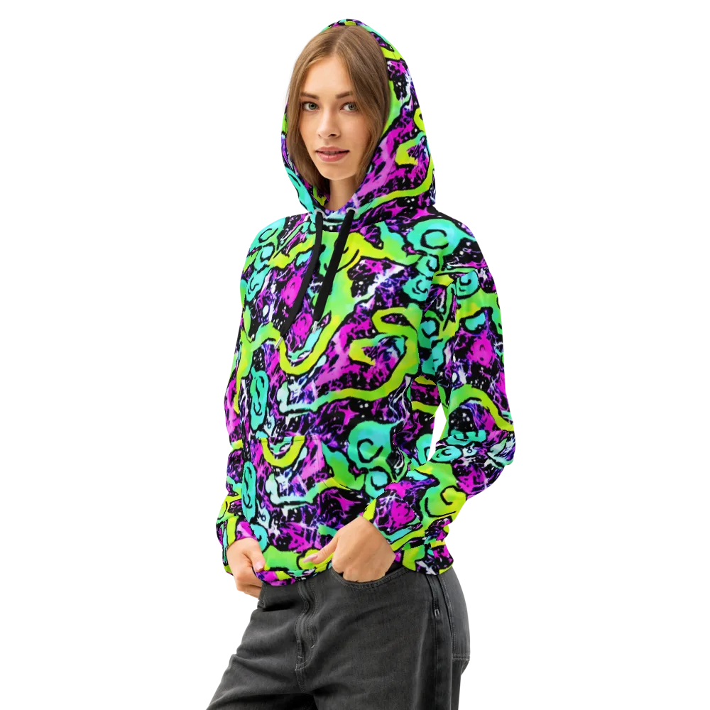 Psychedelic Stampede on Cotton Hoodie — Left Front