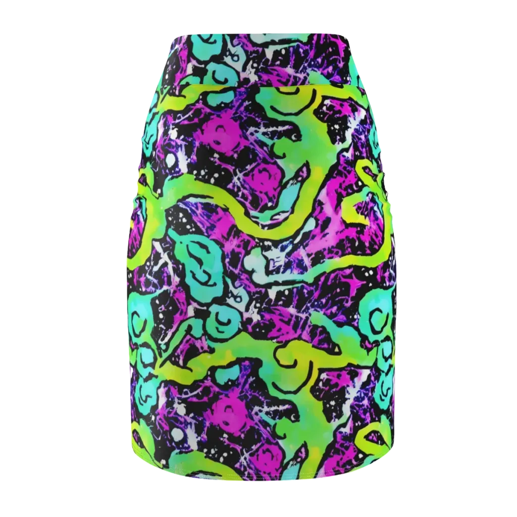 Psychedelic Stampede on Pencil Skirt — Back