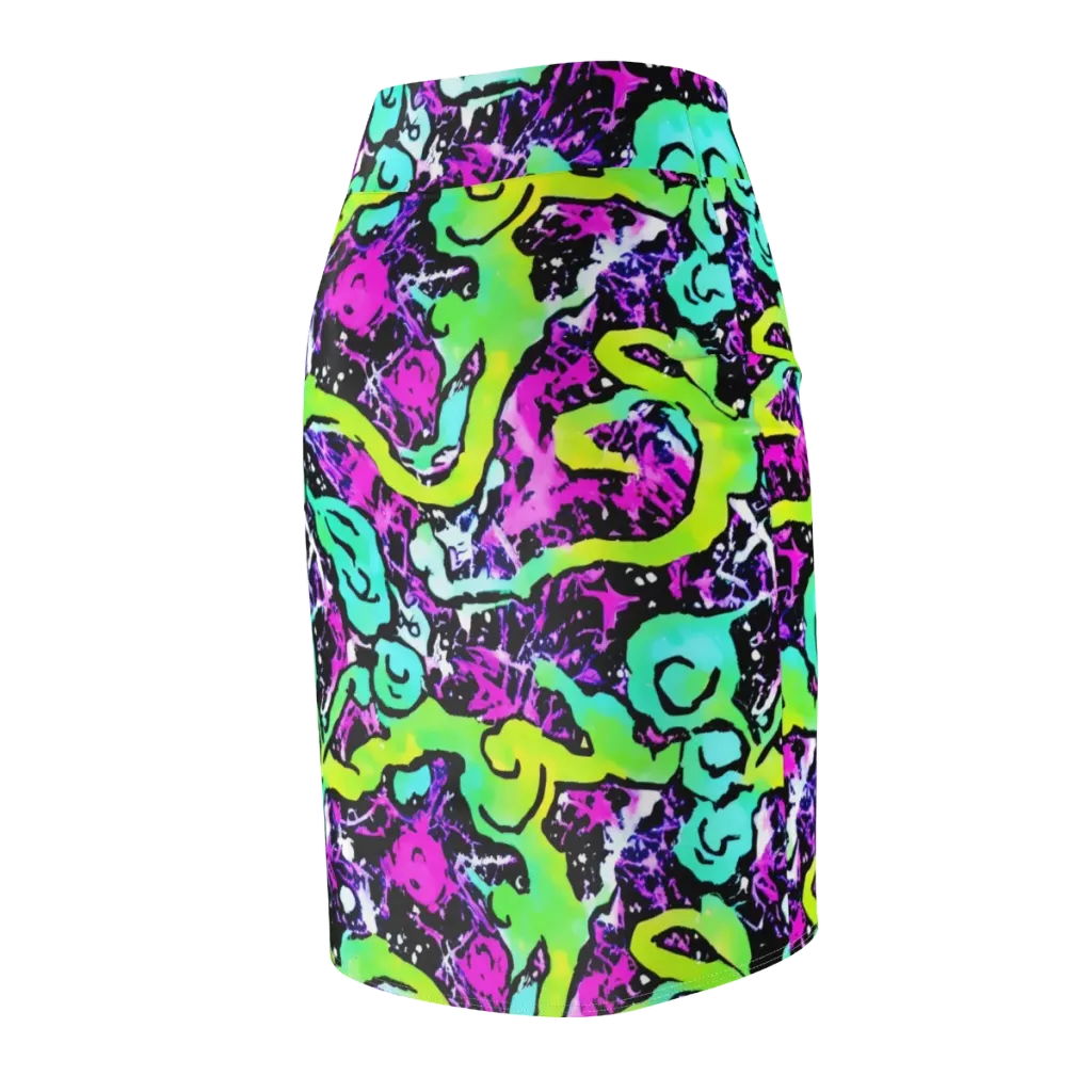 Psychedelic Stampede on Pencil Skirt — Back Side