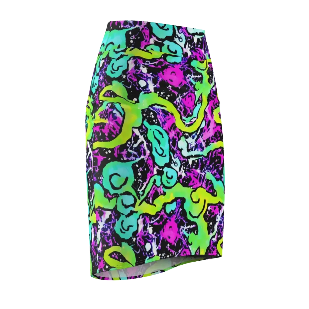 Psychedelic Stampede on Pencil Skirt — Front Side