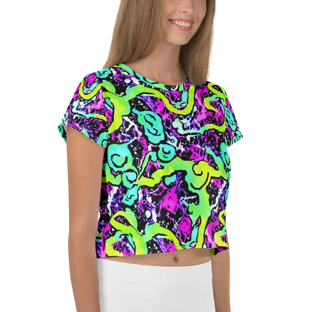 Psychedelic Stampede on Crop Tee — Right