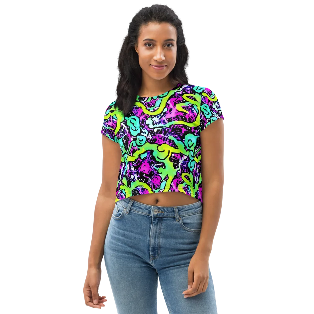 Psychedelic Stampede on Crop Tee — Front