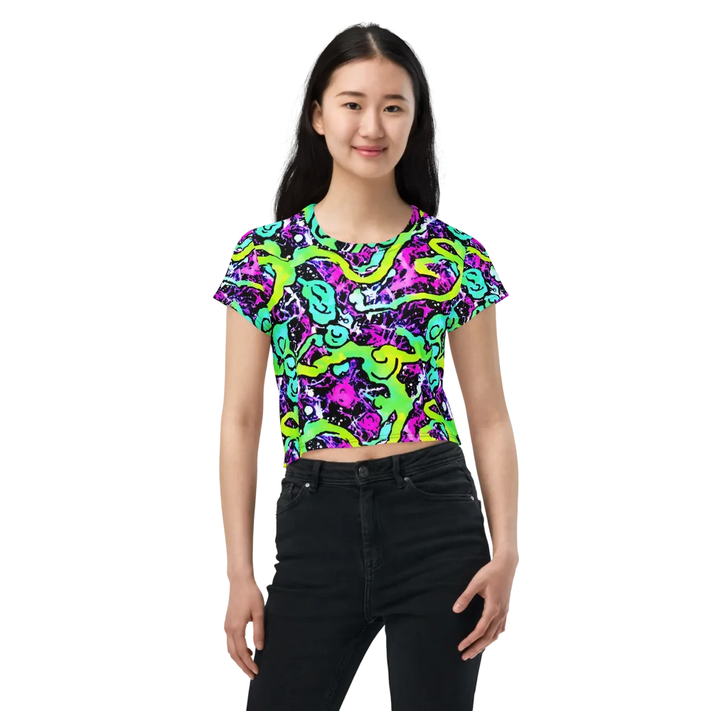 Psychedelic Stampede on Crop Tee — Front