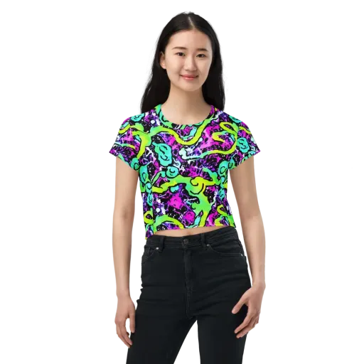 Psychedelic Stampede on a Crop Tee