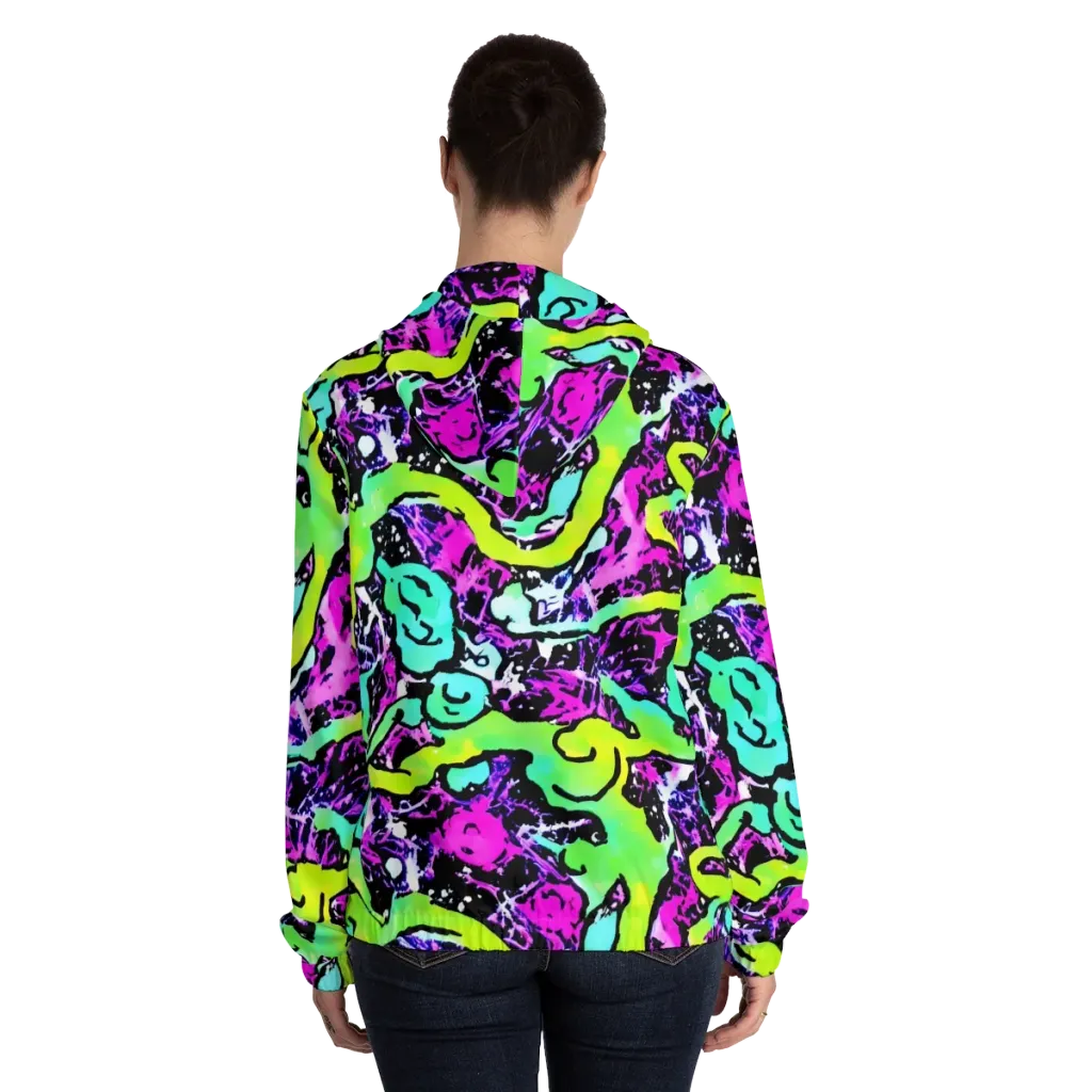 Psychedelic Stampede on Women's Full-Zip Hoodie — Back On Person