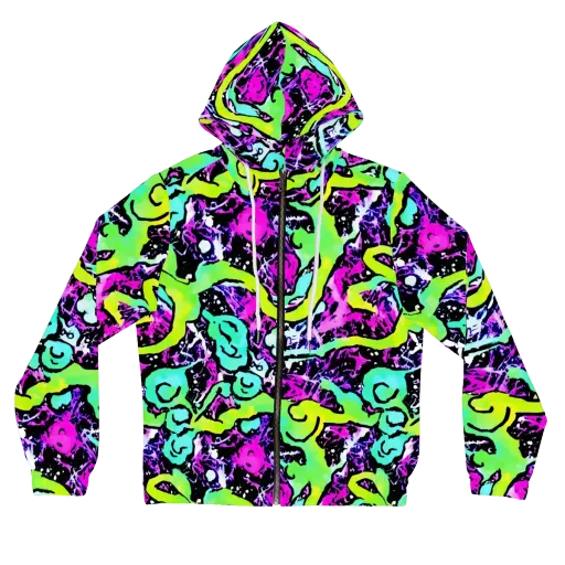 Psychedelic Stampede on a Women's Full-Zip Hoodie