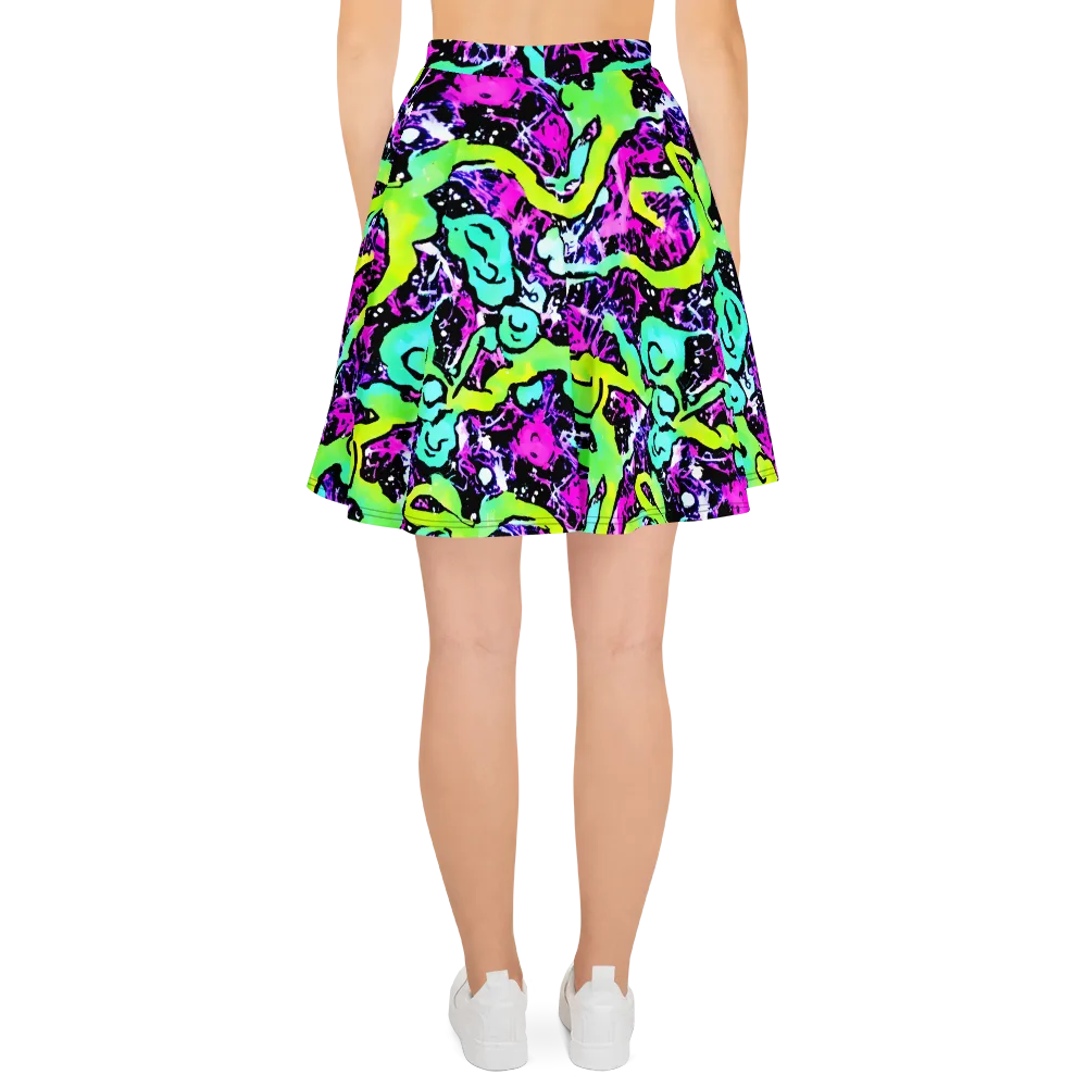 Psychedelic Stampede on Skater Skirt — Back