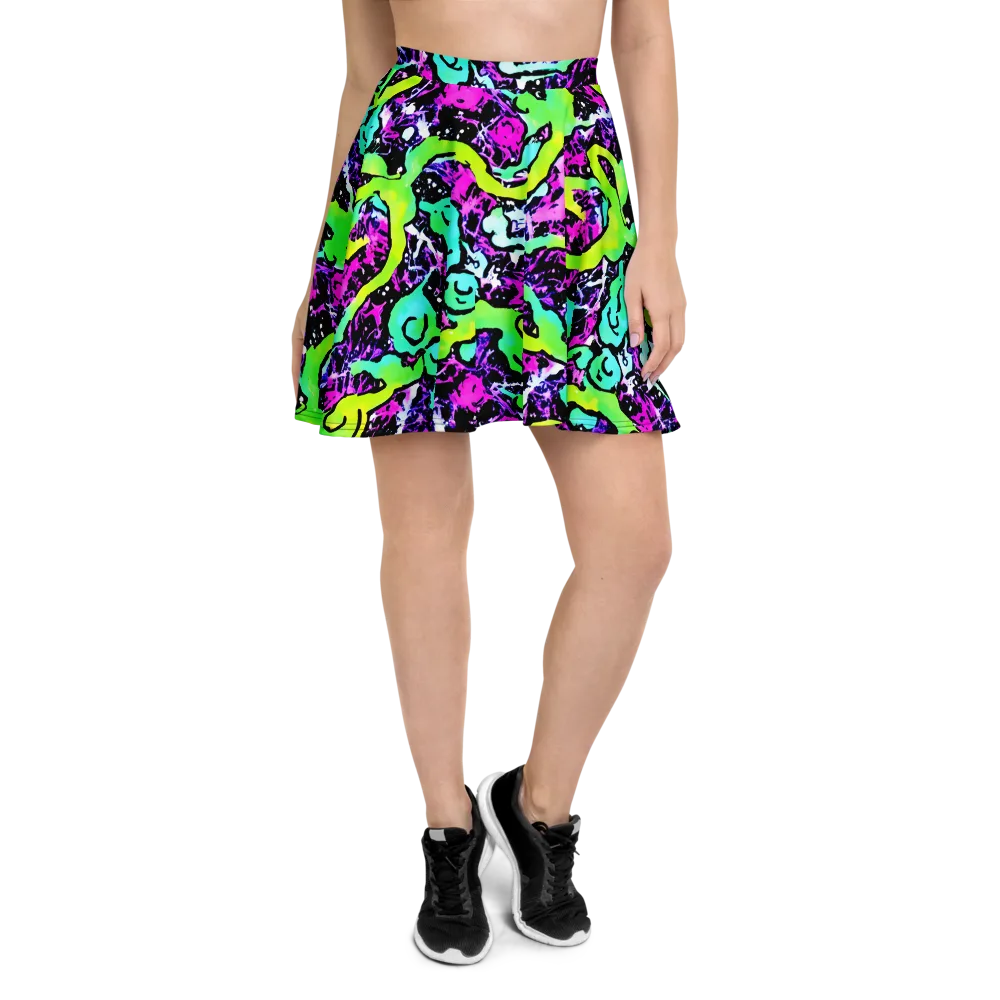 Psychedelic Stampede on Skater Skirt — Front