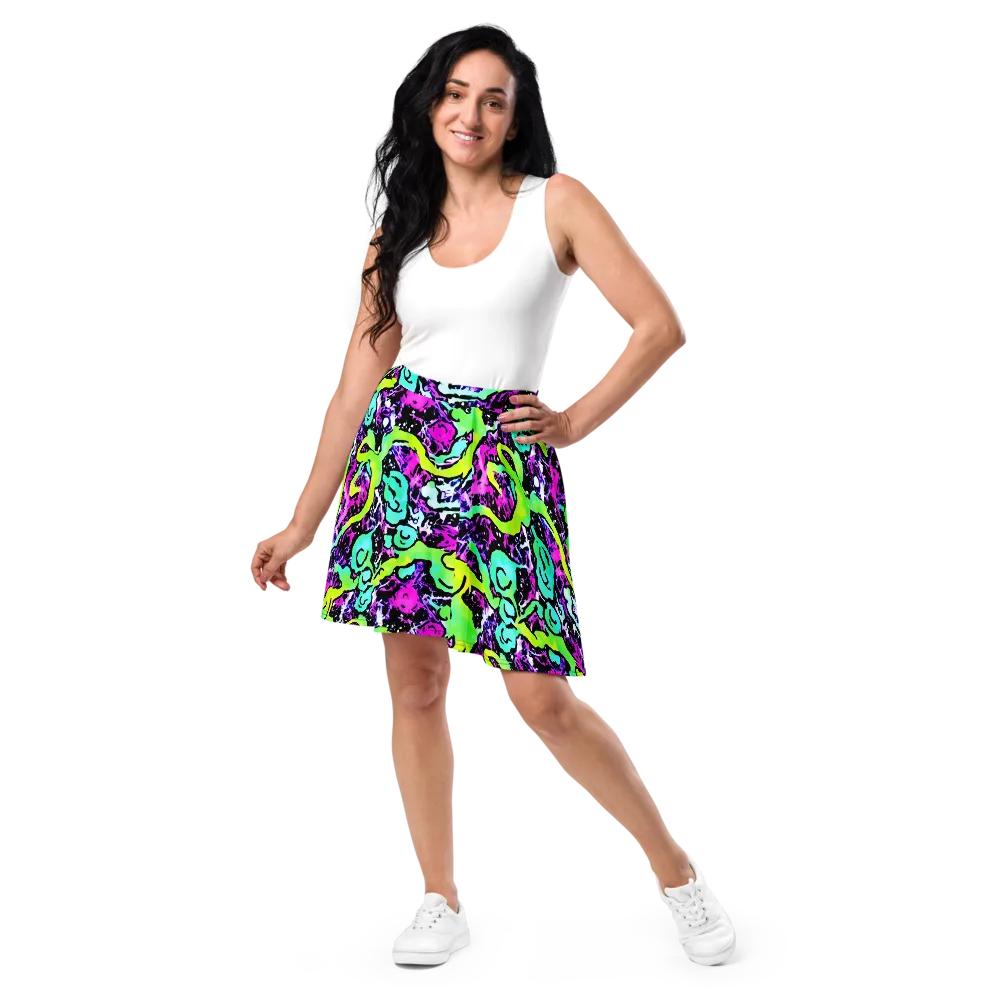 Psychedelic Stampede on Skater Skirt — Front