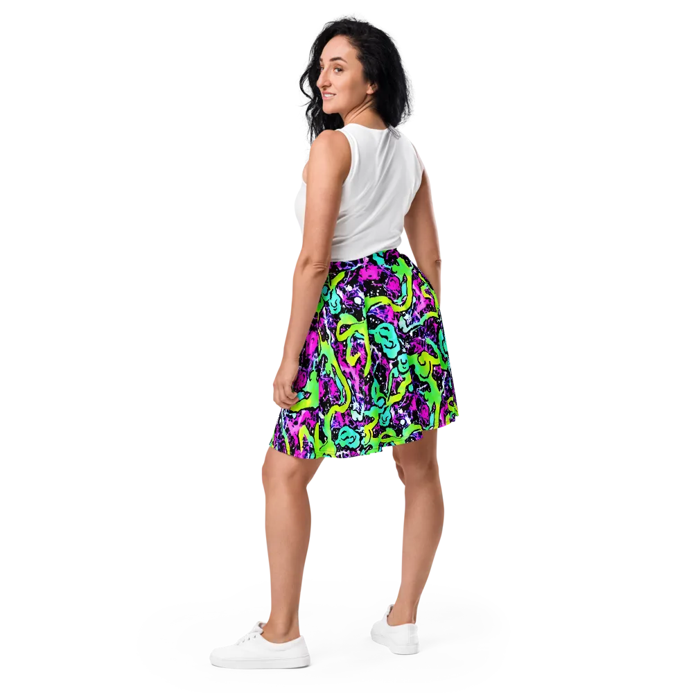 Psychedelic Stampede on Skater Skirt — Back