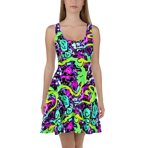 Psychedelic Stampede on a Skater Dress
