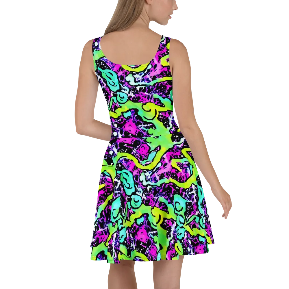 Psychedelic Stampede on Skater Dress — Back