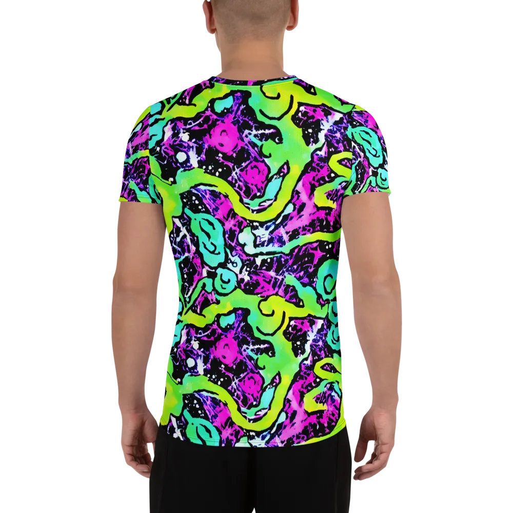 Psychedelic Stampede on Men's Athletic T-Shirt — Back