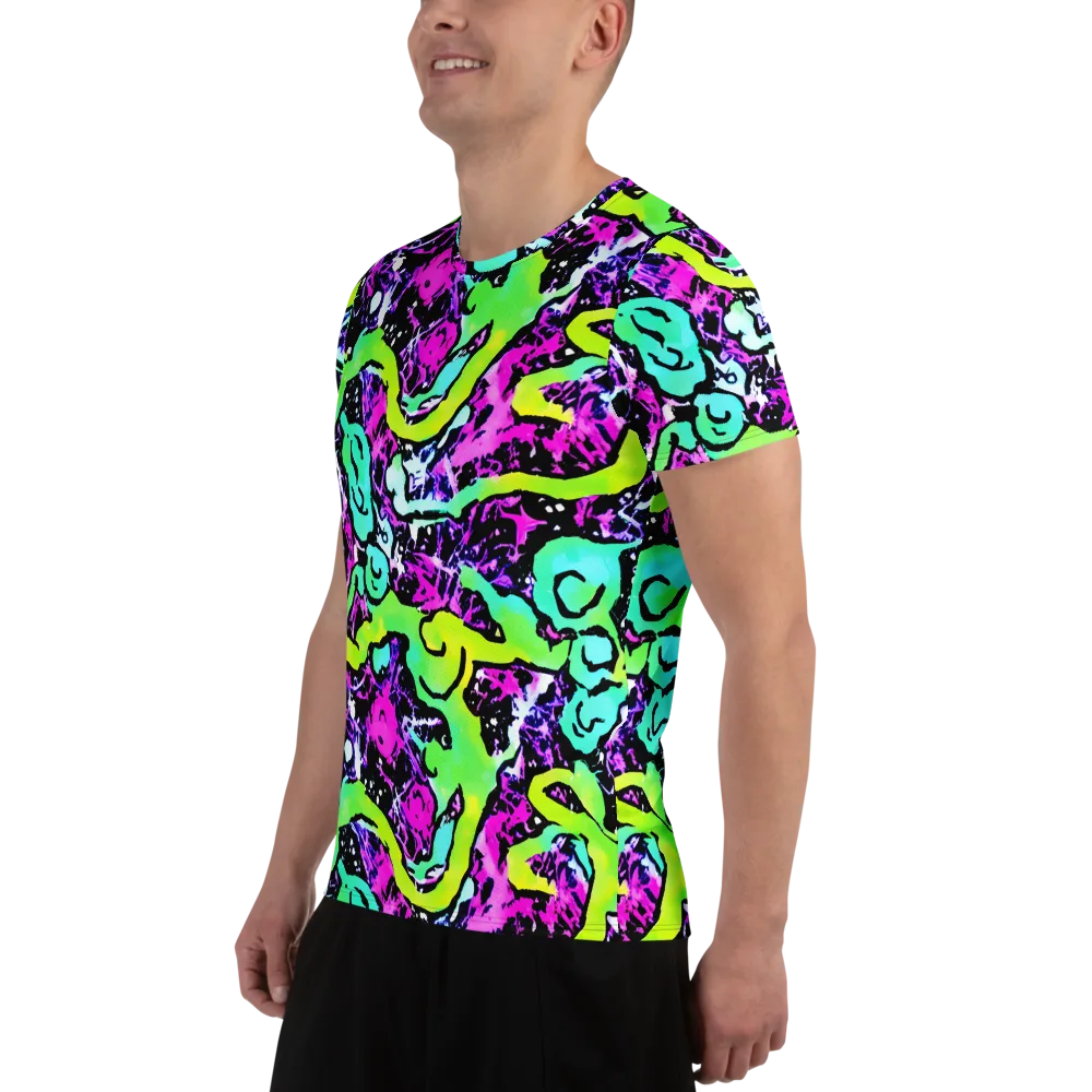 Psychedelic Stampede on Men's Athletic T-Shirt — Left