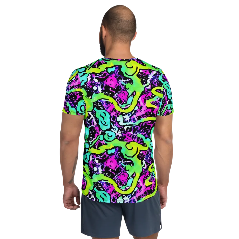 Psychedelic Stampede on Men's Athletic T-Shirt — Back