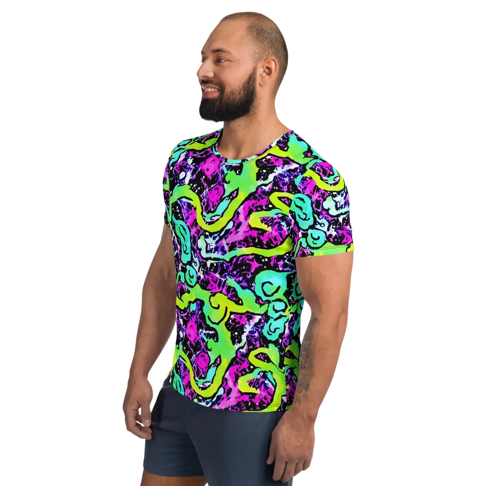 Psychedelic Stampede on Men's Athletic T-Shirt — Left