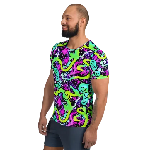 Psychedelic Stampede on a Men's Athletic T-Shirt