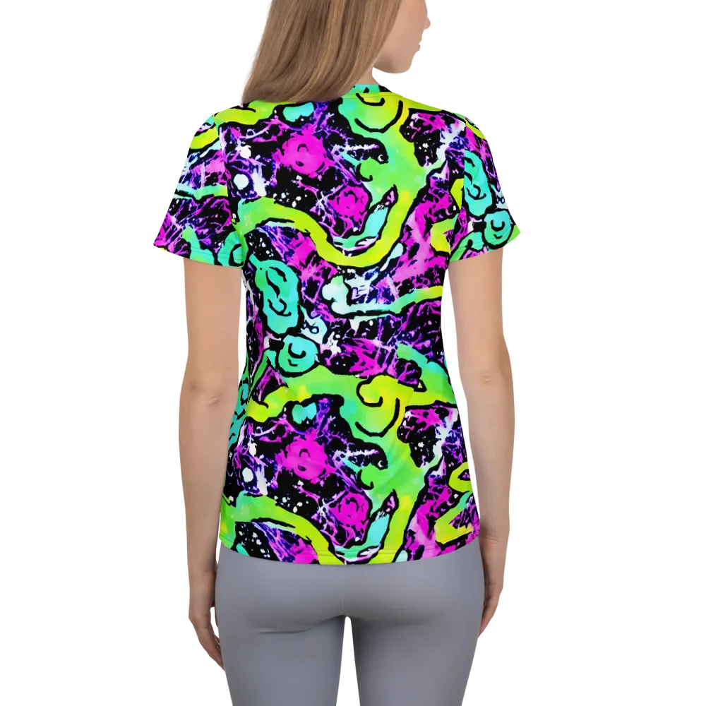 Psychedelic Stampede on Women's Athletic T-Shirt — Back