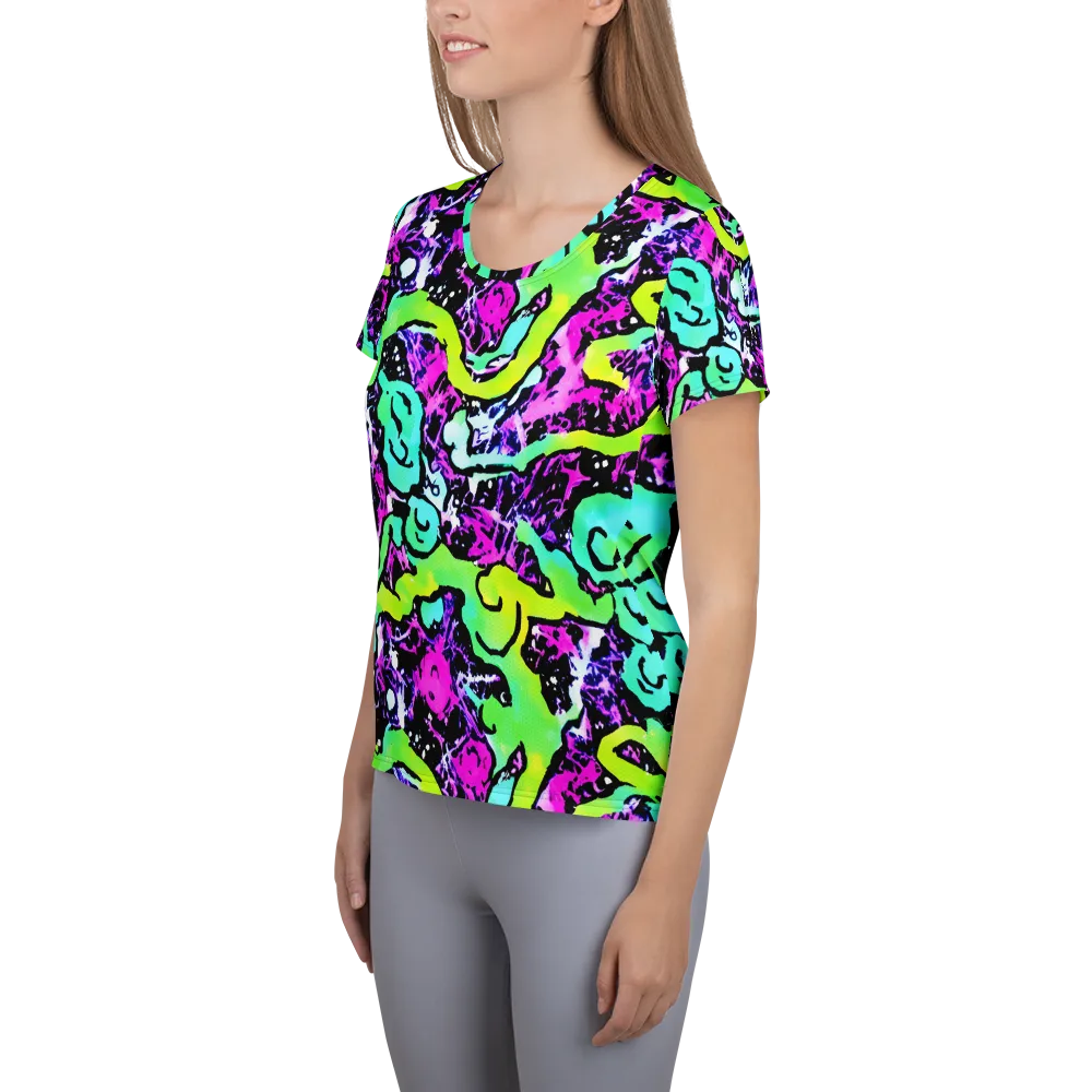 Psychedelic Stampede on Women's Athletic T-Shirt — Left
