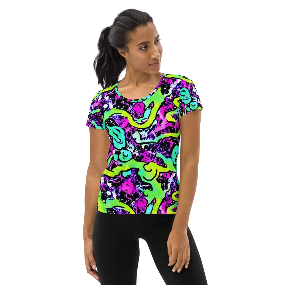 Psychedelic Stampede on Women's Athletic T-Shirt — Front