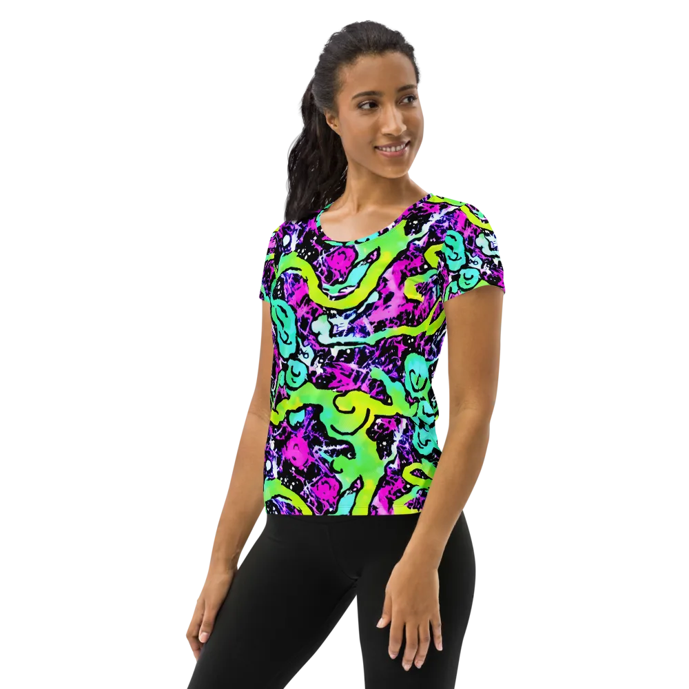 Psychedelic Stampede on Women's Athletic T-Shirt — Left