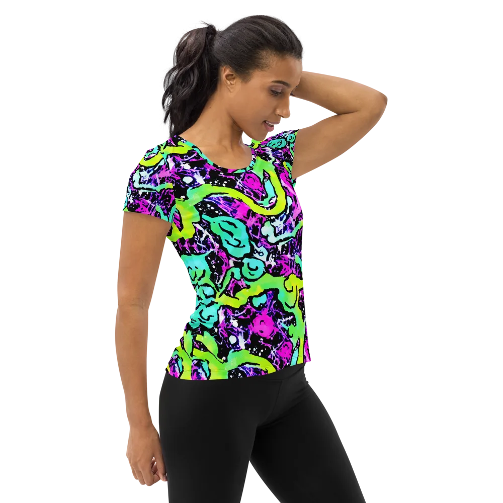 Psychedelic Stampede on Women's Athletic T-Shirt — Right