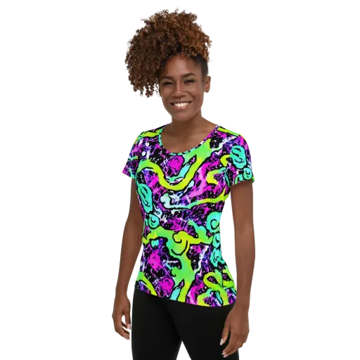 Psychedelic Stampede on a Women's Athletic T-Shirt