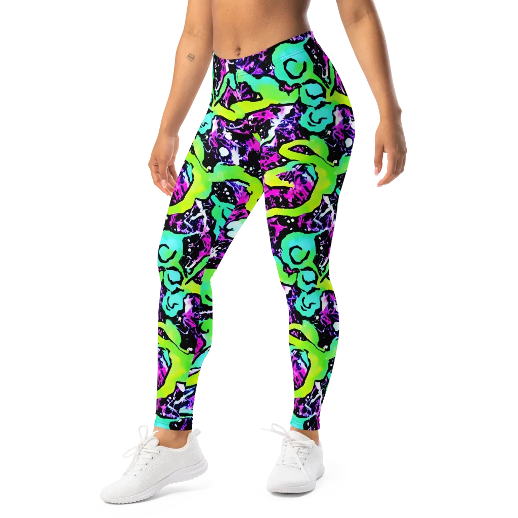 Psychedelic Stampede on Leggings — Left Front