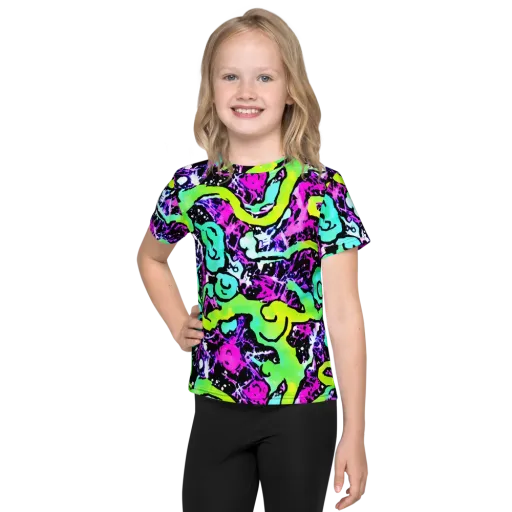 Psychedelic Stampede on a Kids Crew Neck T-Shirt