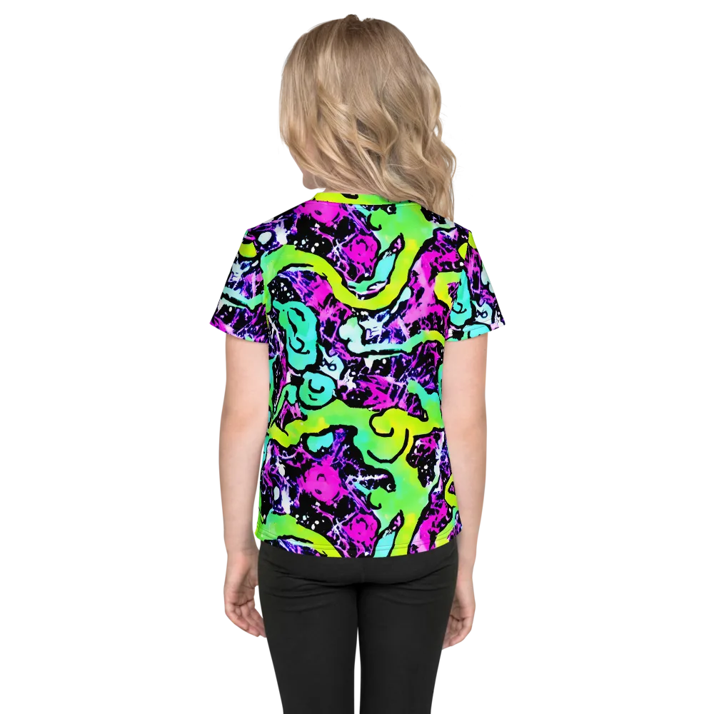 Psychedelic Stampede on Kids Crew Neck T-Shirt — Back
