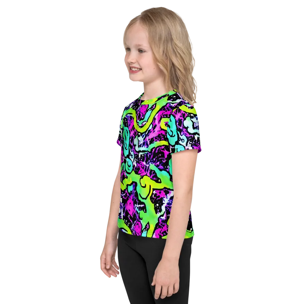 Psychedelic Stampede on Kids Crew Neck T-Shirt — Left