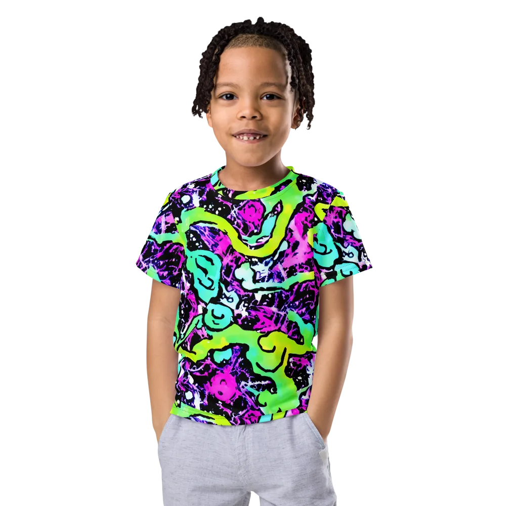 Psychedelic Stampede on Kids Crew Neck T-Shirt — Front