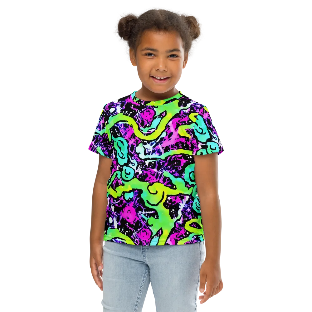 Psychedelic Stampede on Kids Crew Neck T-Shirt — Front