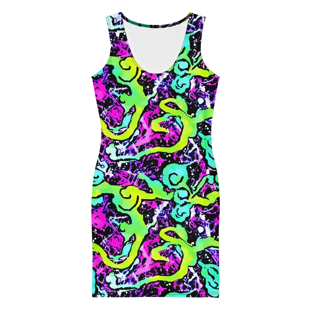 Psychedelic Stampede on Bodycon Dress — Front