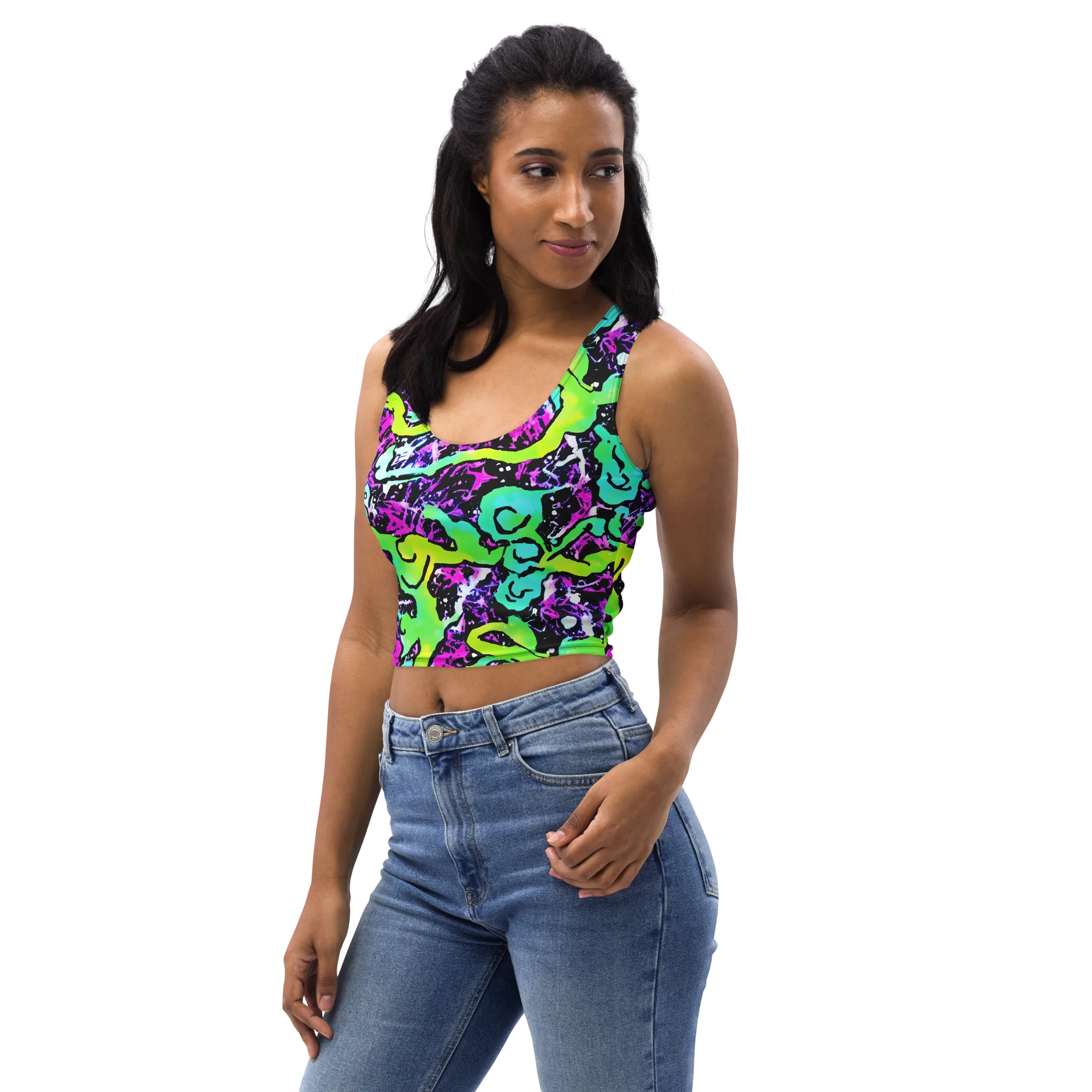 Psychedelic Stampede on Crop Top — Left Front