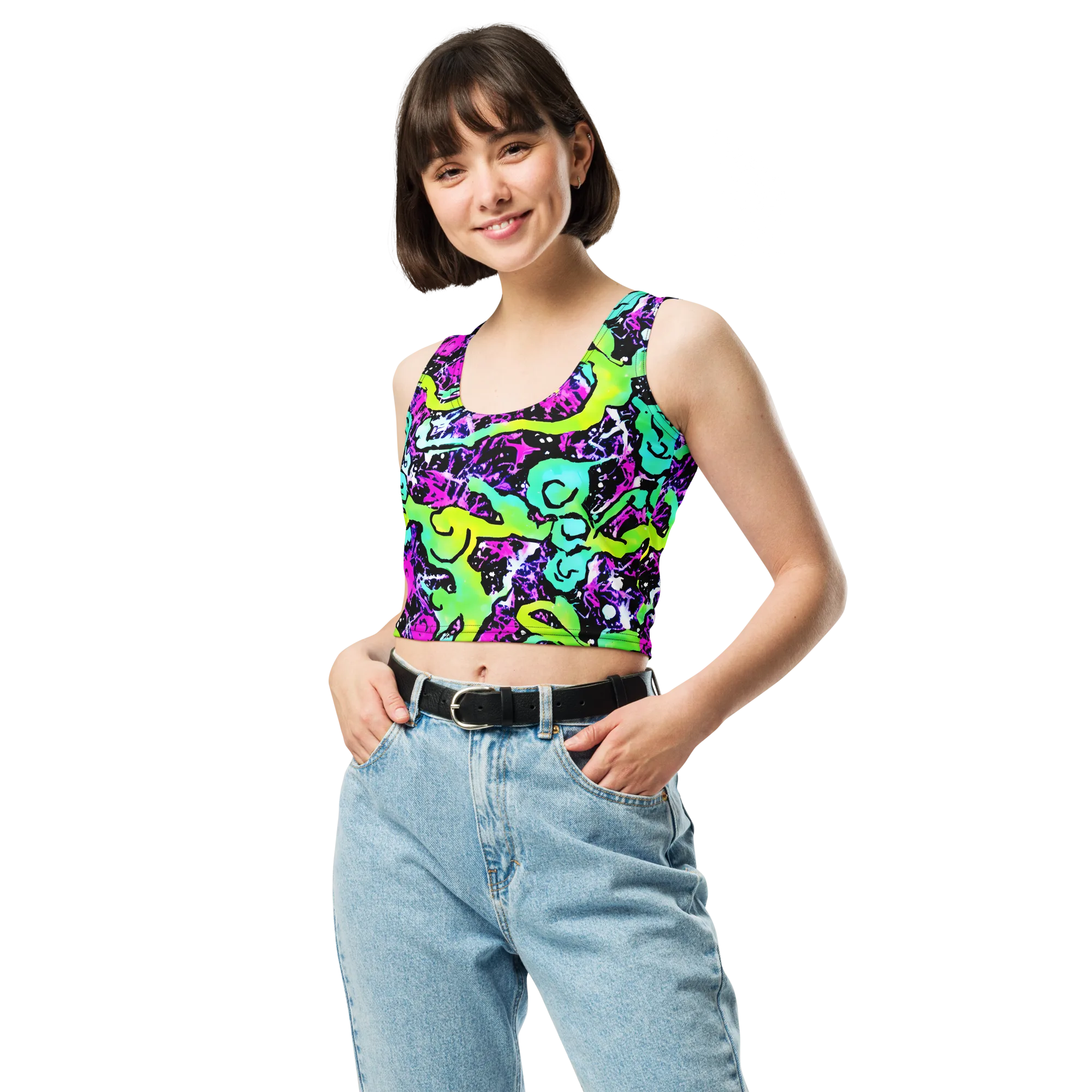 Psychedelic Stampede on Crop Top — Front