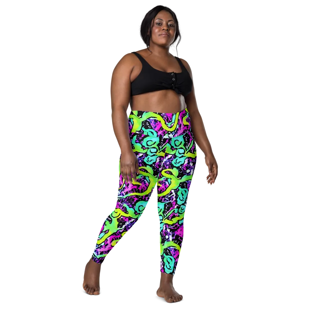 Psychedelic Stampede on Leggings with Pockets — Front