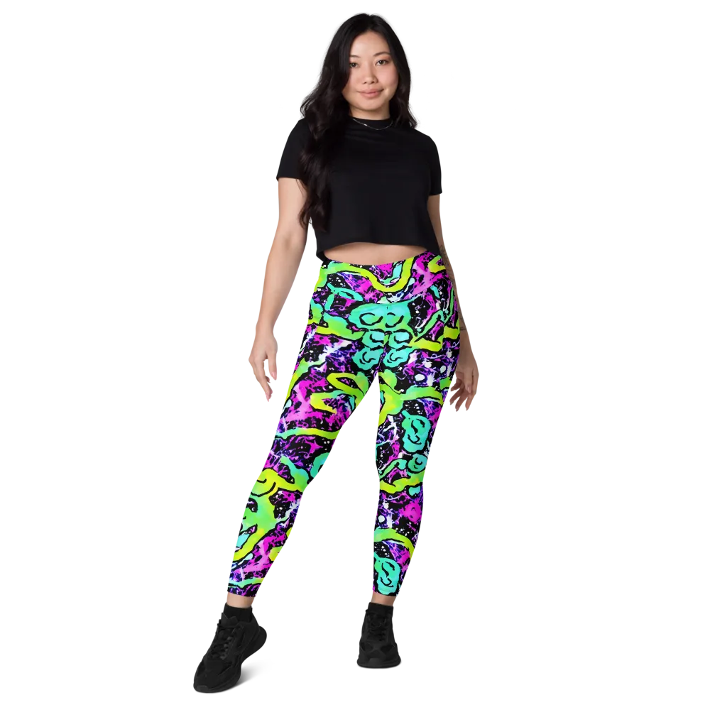 Psychedelic Stampede on Leggings with Pockets — Front