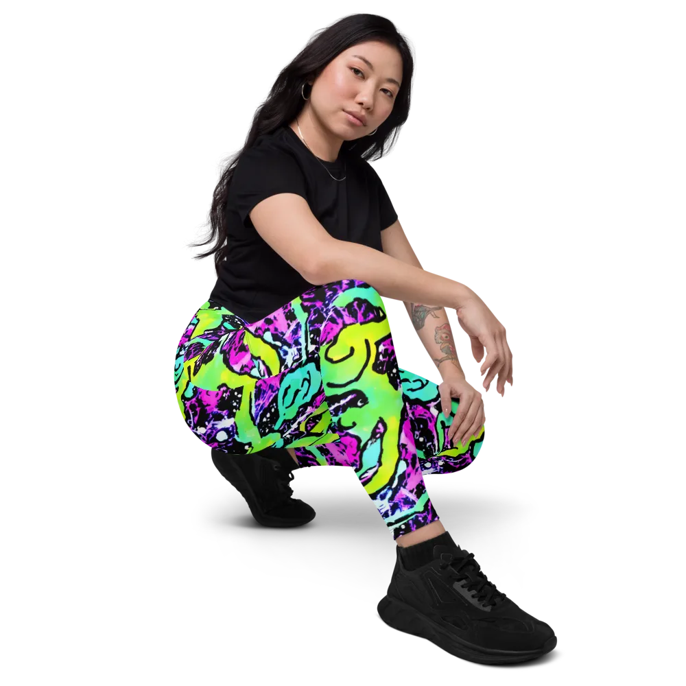 Psychedelic Stampede on Leggings with Pockets — Right Front