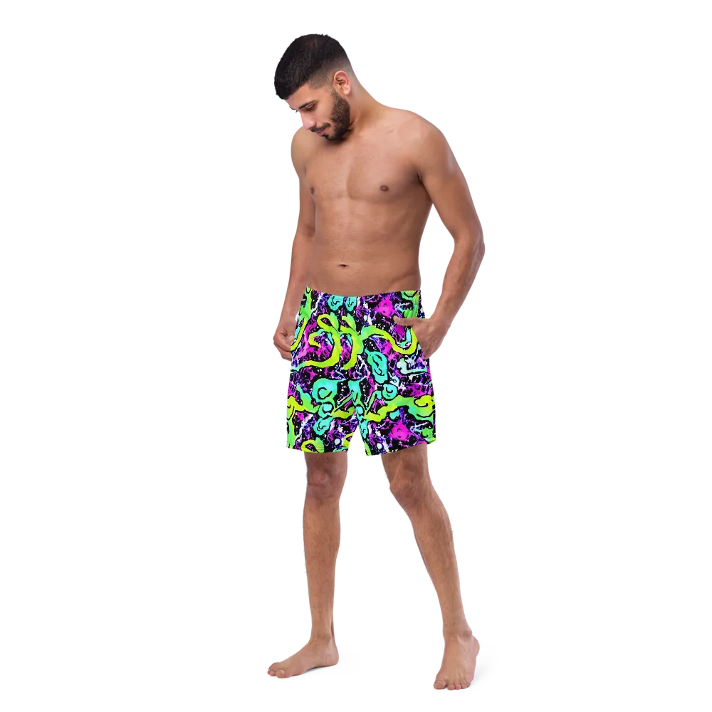 Psychedelic Stampede on Swim Trunks — Left Front