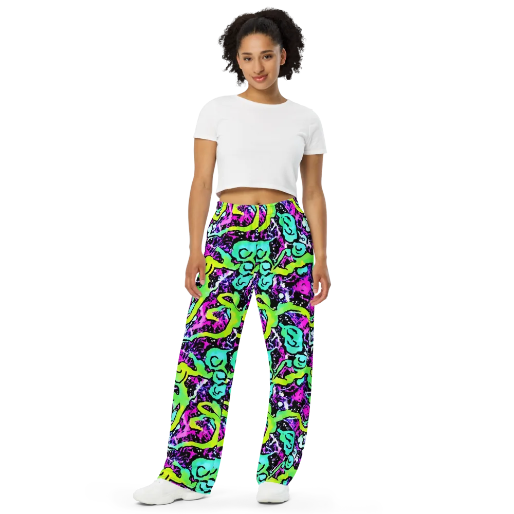 Psychedelic Stampede on Wide-Leg Pants — Front
