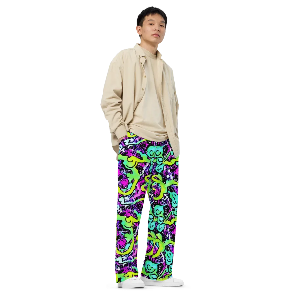 Psychedelic Stampede on Wide-Leg Pants — Right Front
