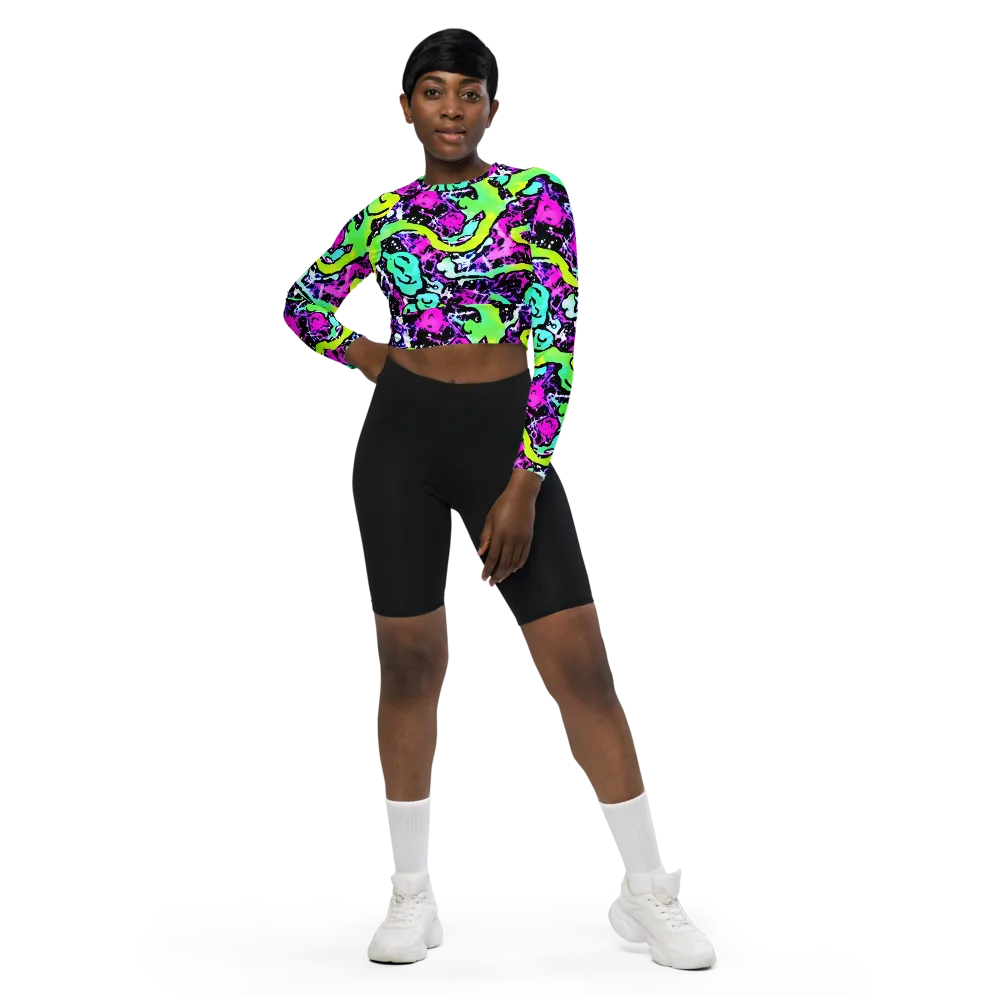 Psychedelic Stampede on Long Sleeve Crop Top — Front