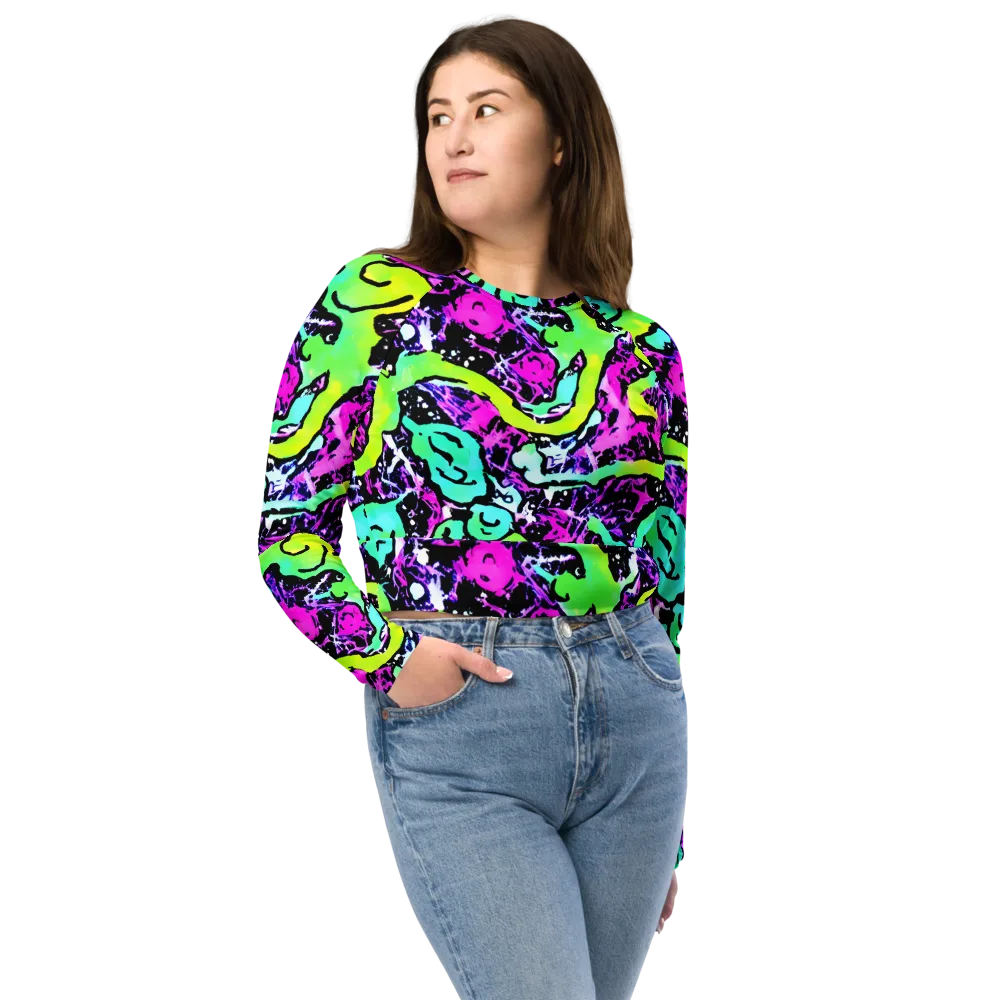 Psychedelic Stampede on Long Sleeve Crop Top — Front