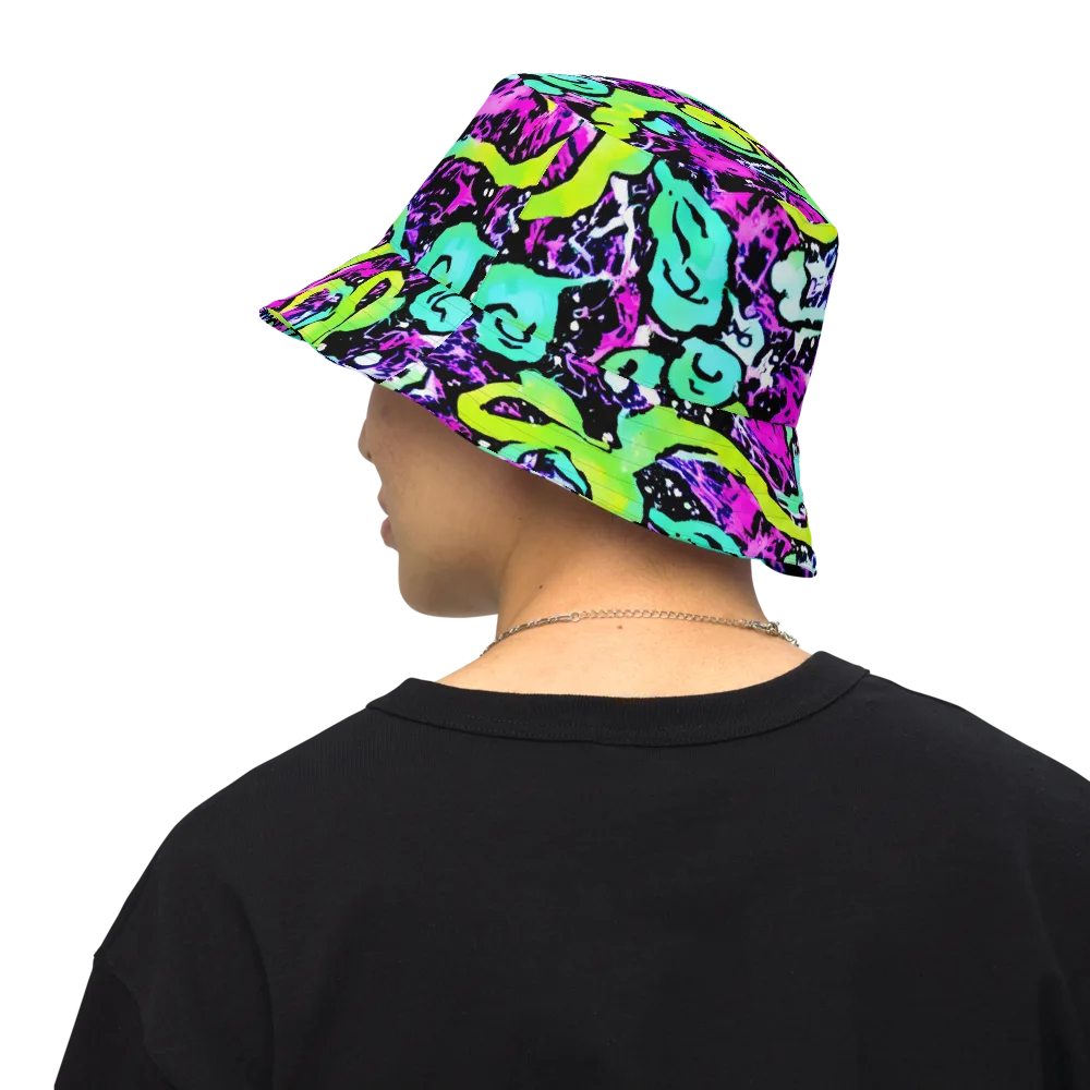 Psychedelic Stampede on Reversible Bucket Hat — Back Inside