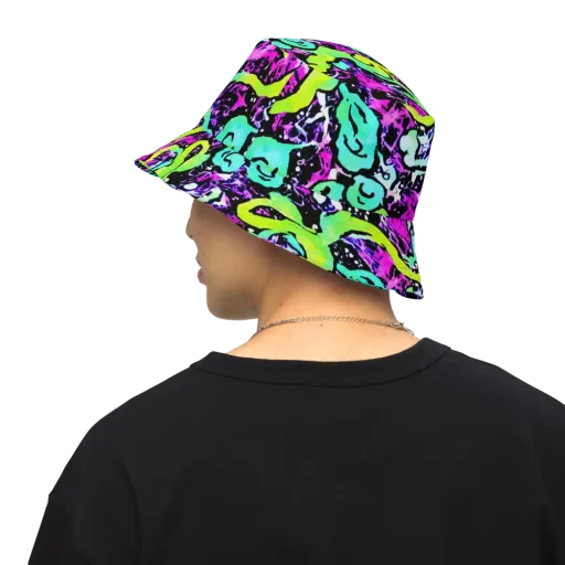 Psychedelic Stampede on a Reversible Bucket Hat
