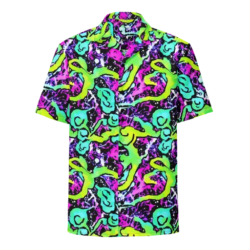 Psychedelic Stampede on a Button Shirt
