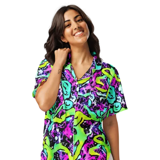 Psychedelic Stampede on a Women's Short Sleeve Pajama Top